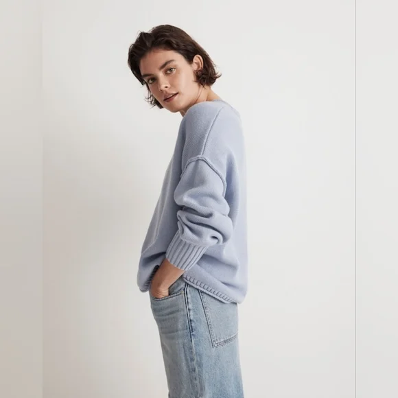 Madewell Conway Pullover Sweater In Craft Blue Size S - Picture 2 of 8